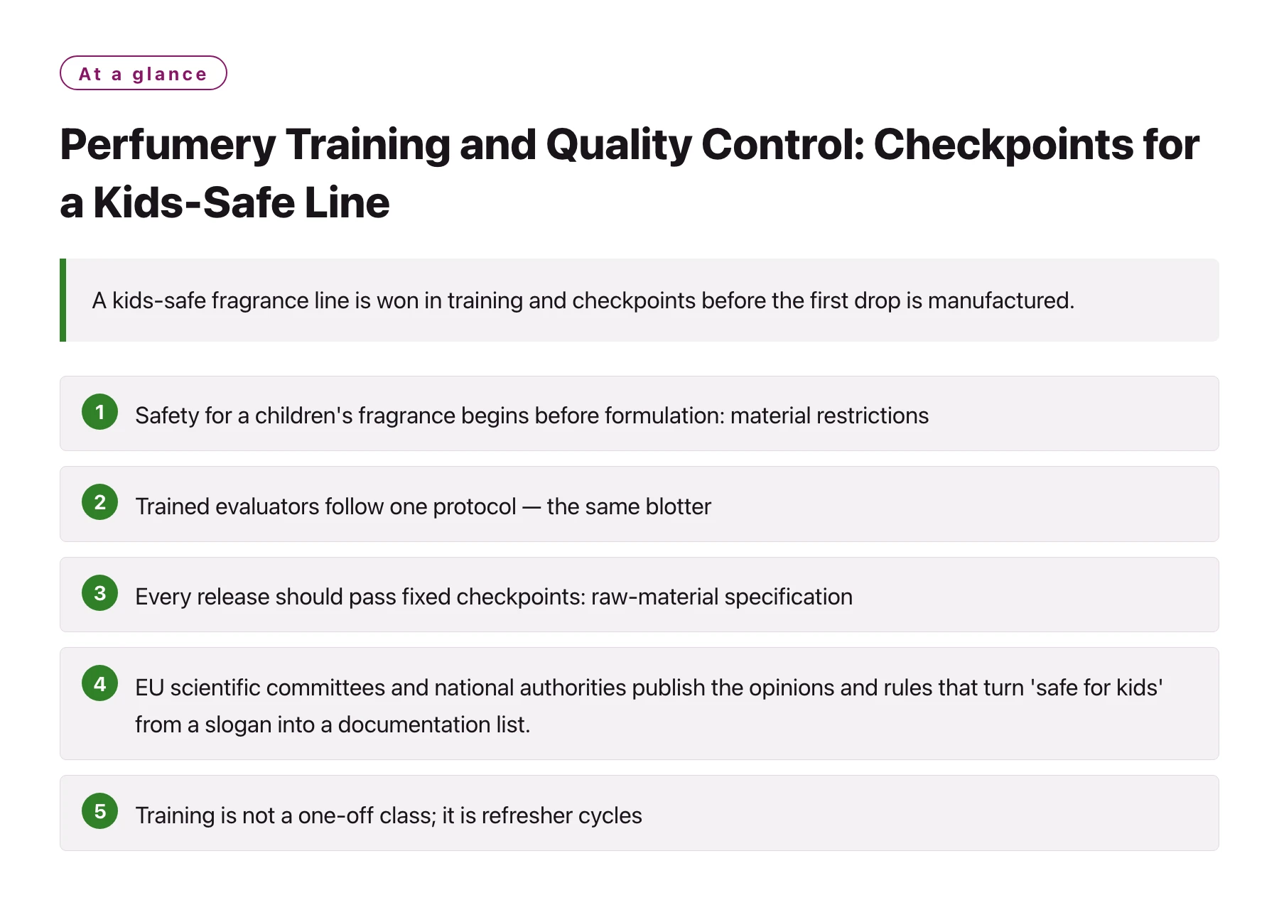 Perfumery Training and Quality Control: Checkpoints for a Kids-Safe Line——全文要点速览
